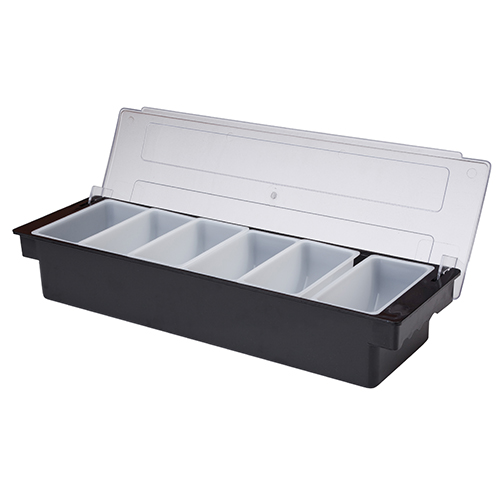 Black 6 Compartment Bar Condiment Holder